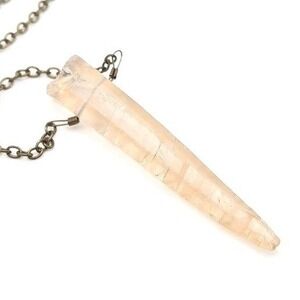 Pendant Necklace Raw Crystal‎ Point Gemstone Smoky Quartz Bronze Tone Chain